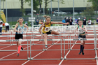 Girls under-15s 75 metres hurdles, 2019 North Eastern Track and Field Champs., Middlesbrough. Photo:  David T. Hewitson/Sports for All Pics